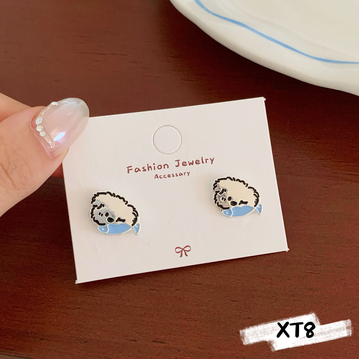 Silver Puppy Stud Earrings