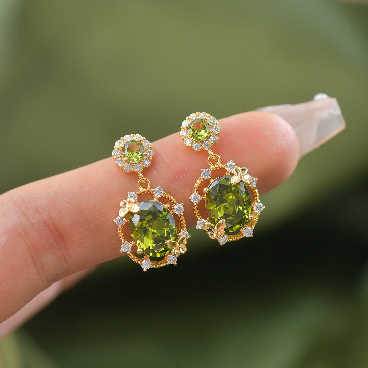 Luxe Openwork Fresh Green Jewelry Set