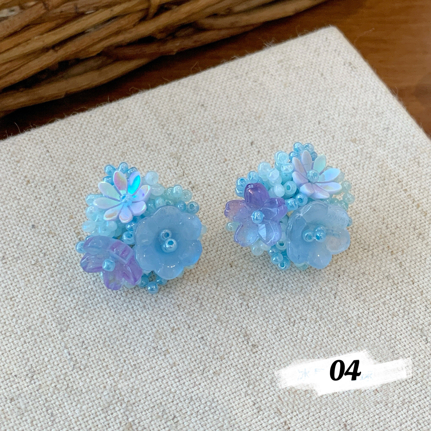 Dainty Beaded Flower Studs