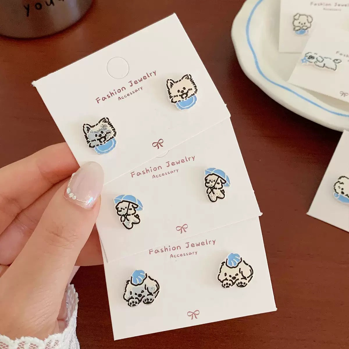 Silver Puppy Stud Earrings