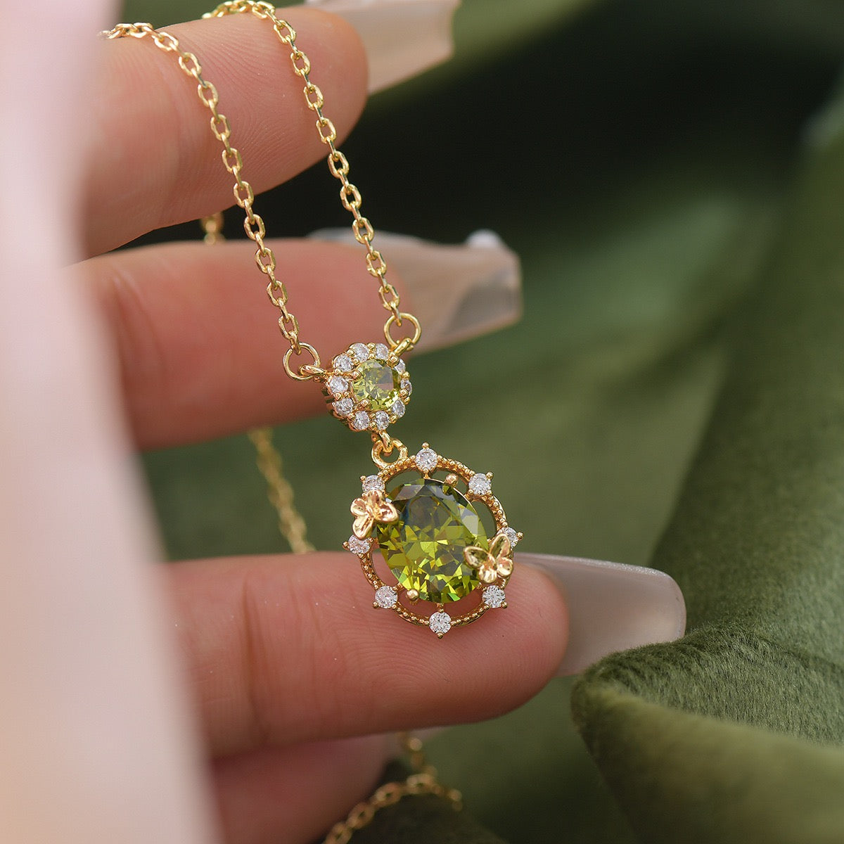 Luxe Openwork Fresh Green Jewelry Set