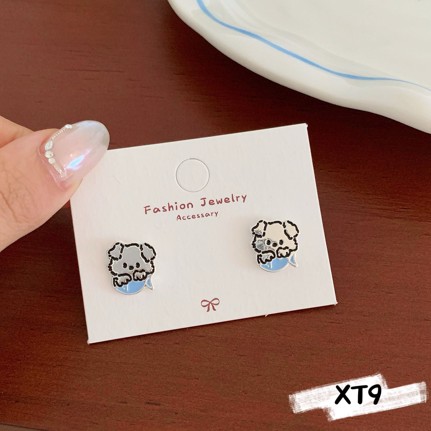 Silver Puppy Stud Earrings