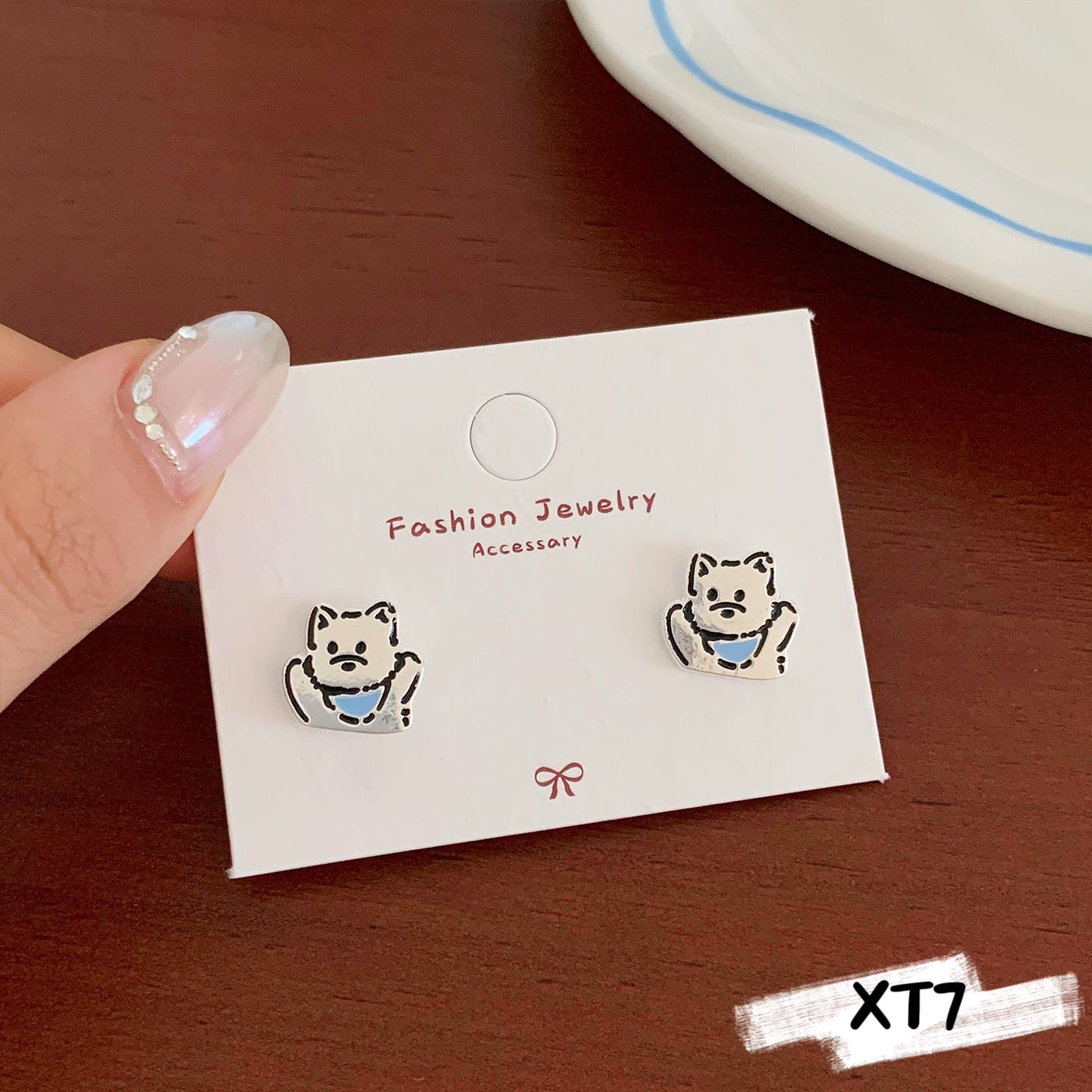 Silver Puppy Stud Earrings