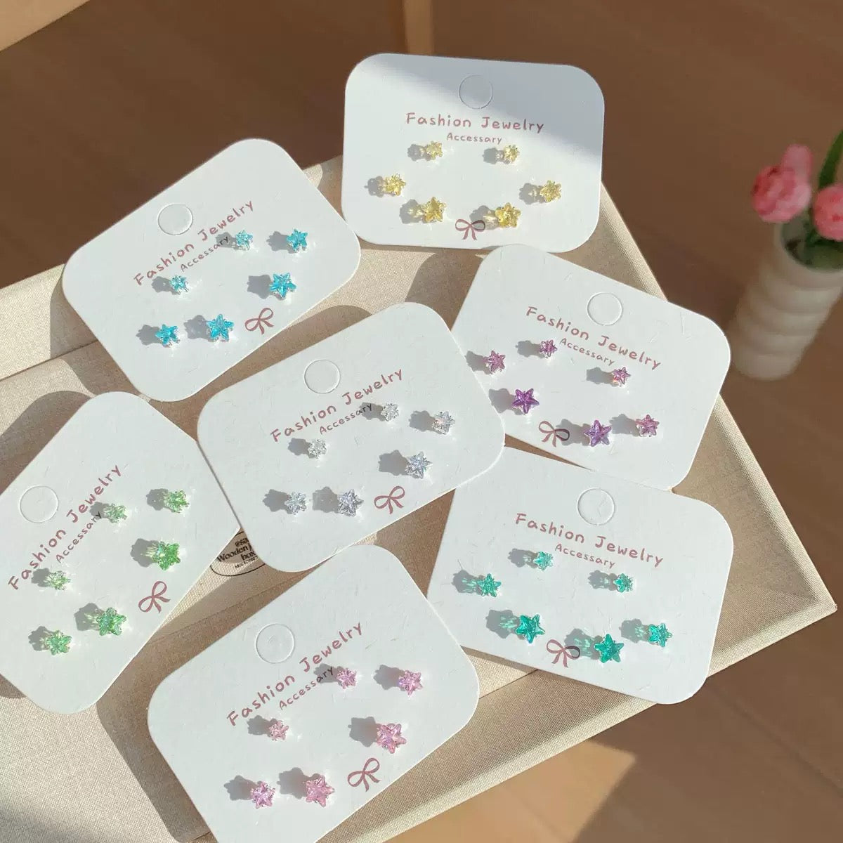 Shiny Star and Heart Earring Set