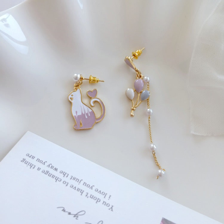 Cat and Air balloon Earrings