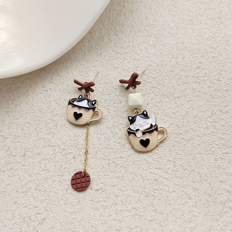 Cat and in the Cup Earrings