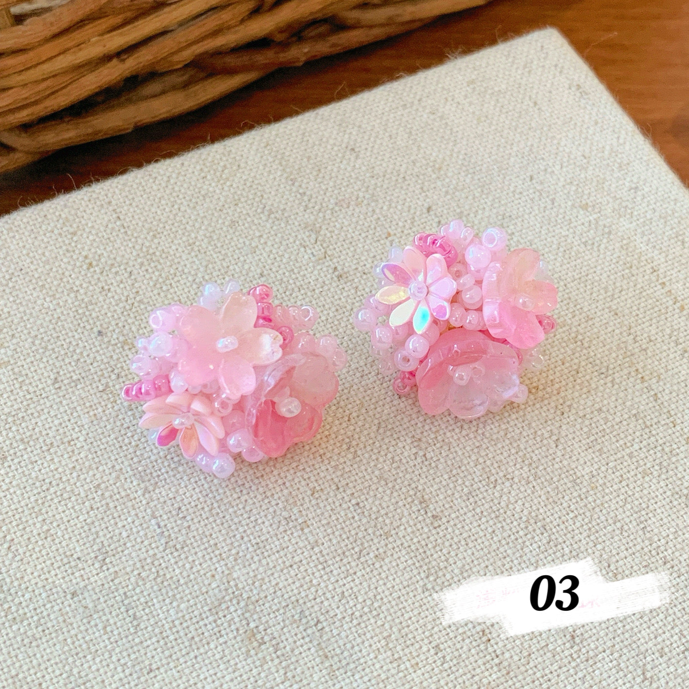 Dainty Beaded Flower Studs