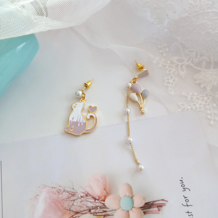 Cat and Air balloon Earrings