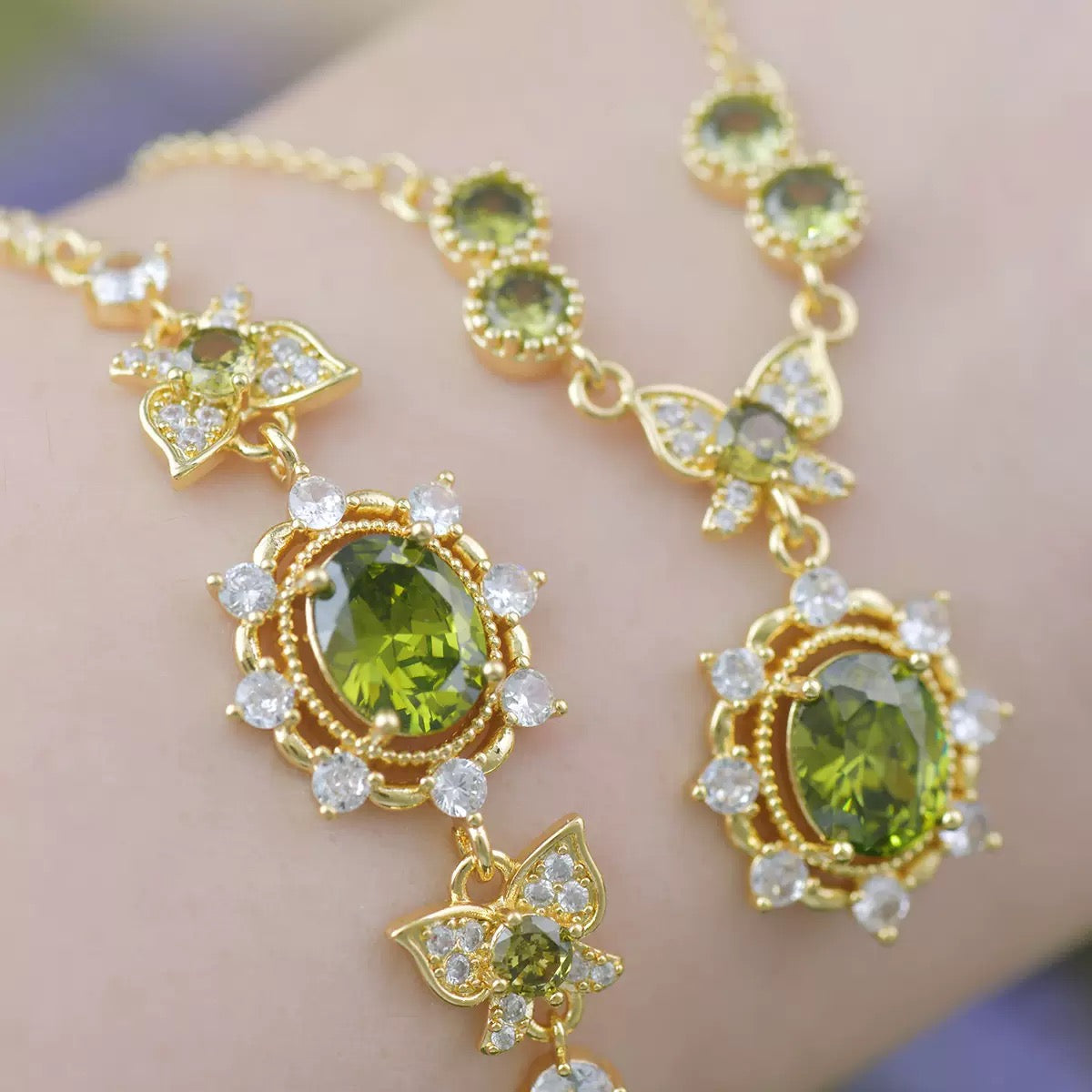 Luxe Butterfly Fresh Green Jewelry Set