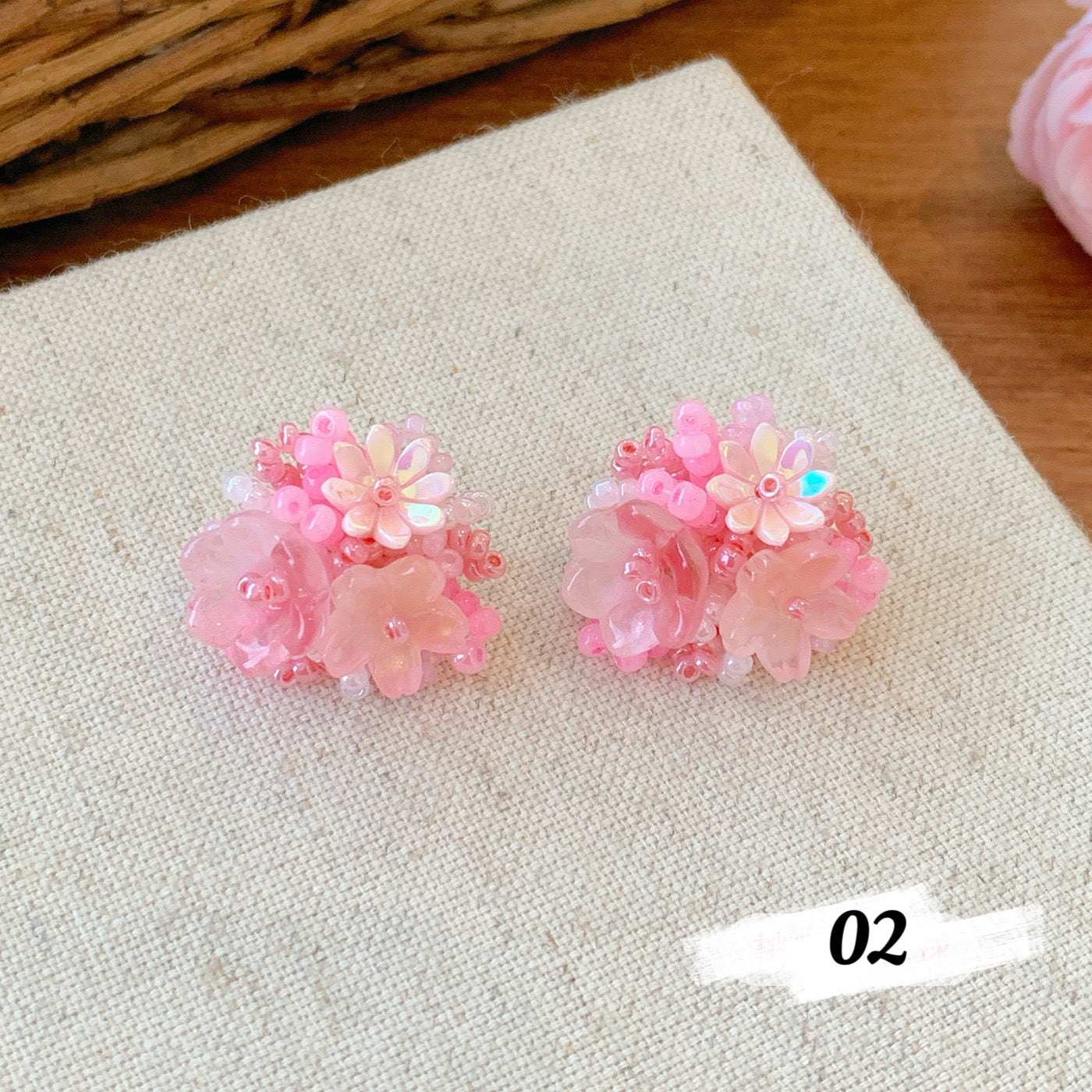 Dainty Beaded Flower Studs