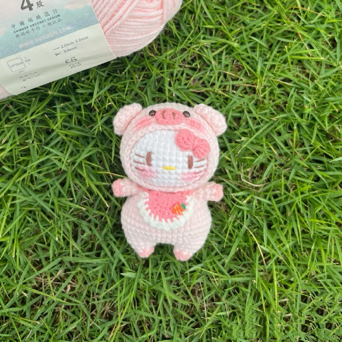 KT Pink Kitty Handmade Crocheted Doll