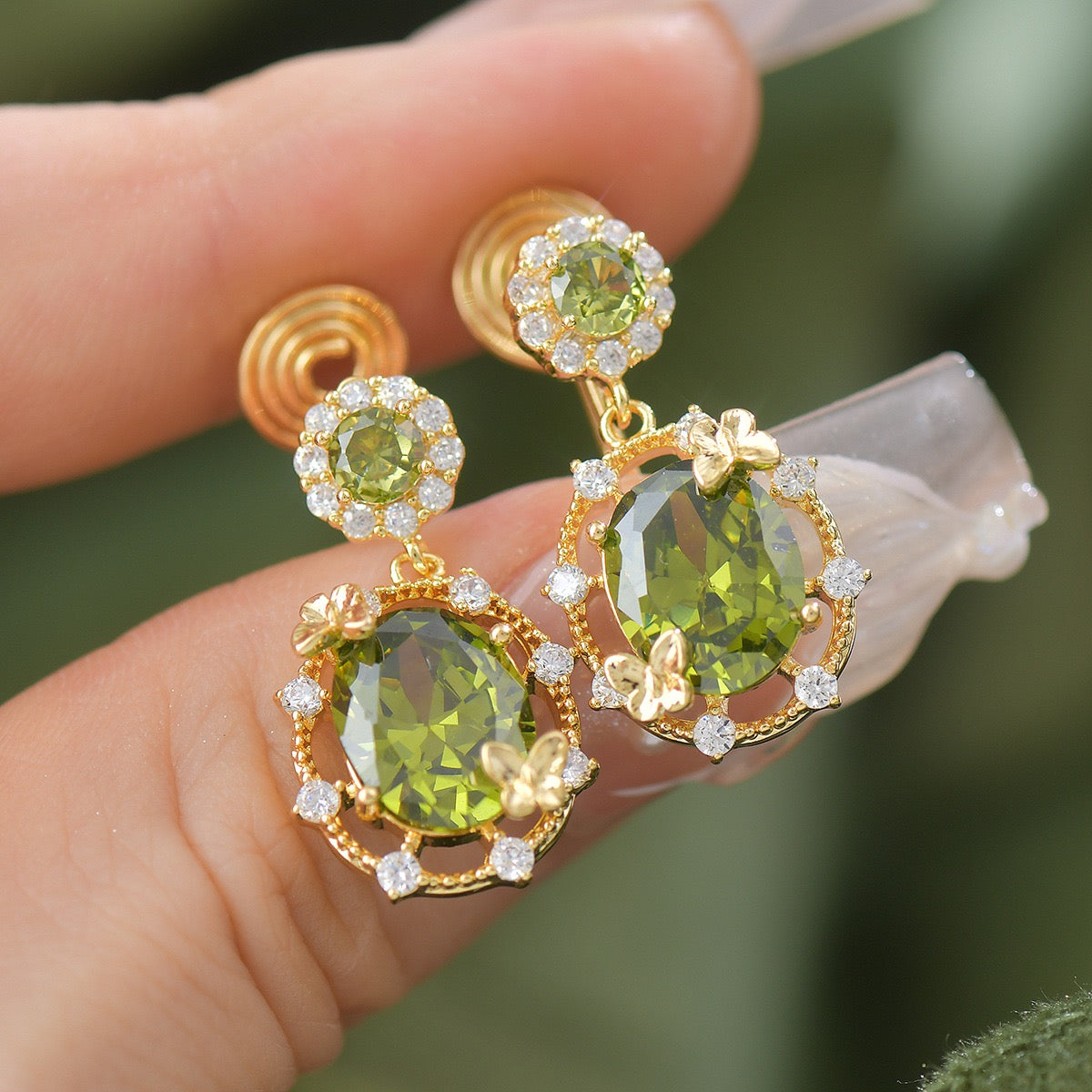 Luxe Openwork Fresh Green Jewelry Set