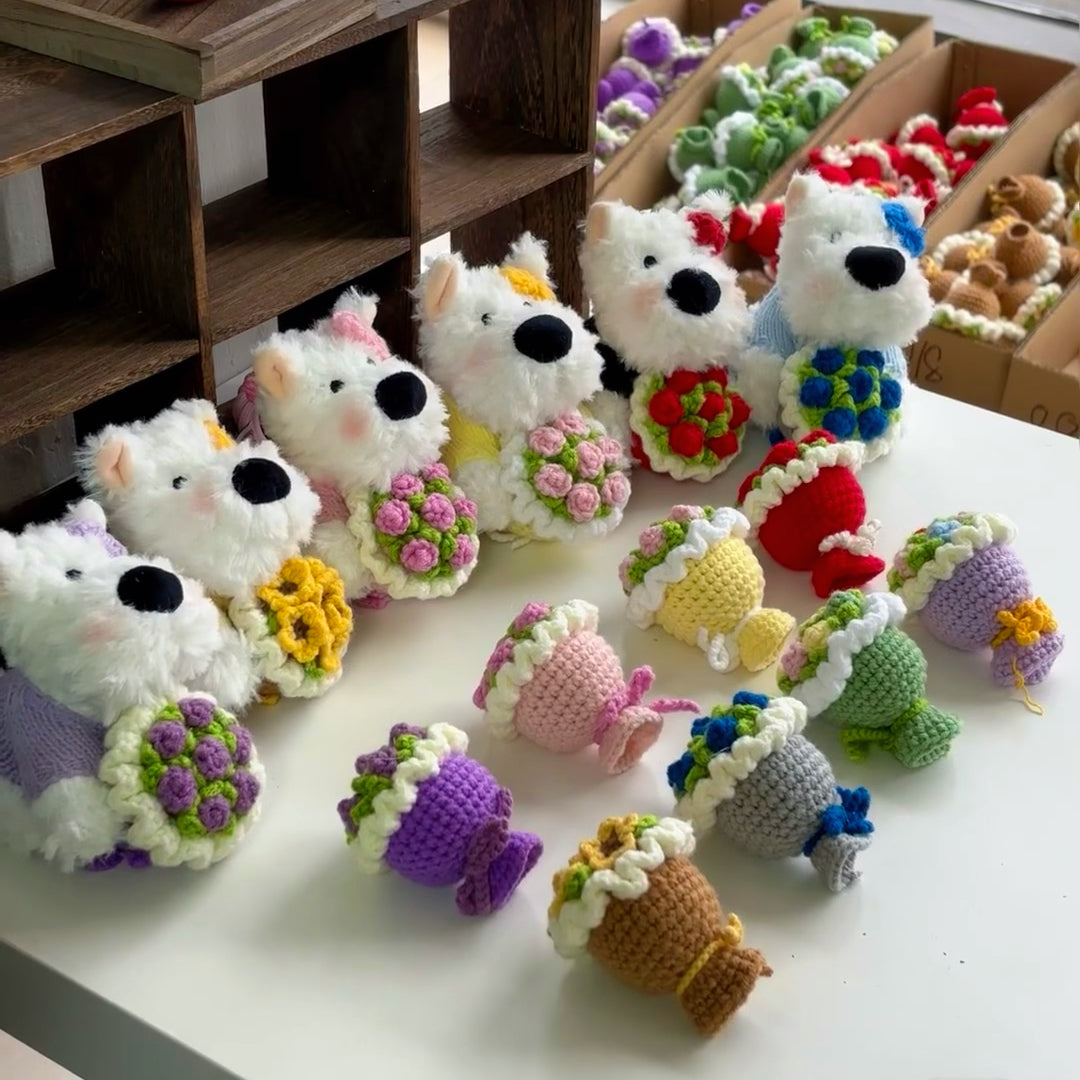 Flower Bouquet Crocheted Doll