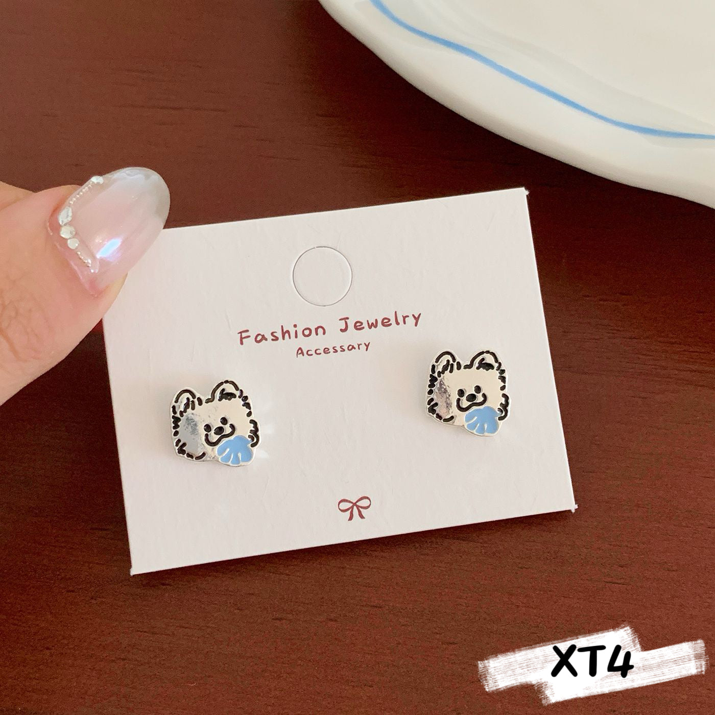 Silver Puppy Stud Earrings