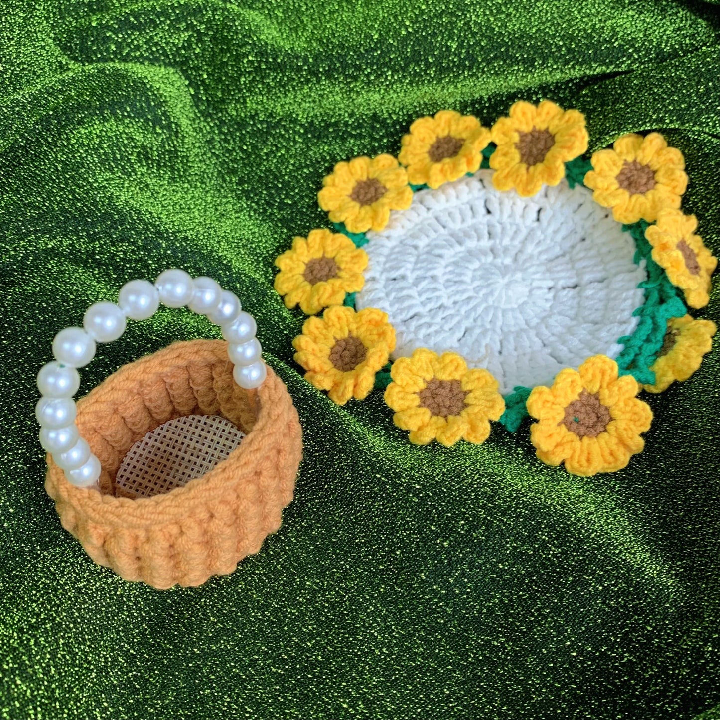 Crochet Sunflower Basket Coaster