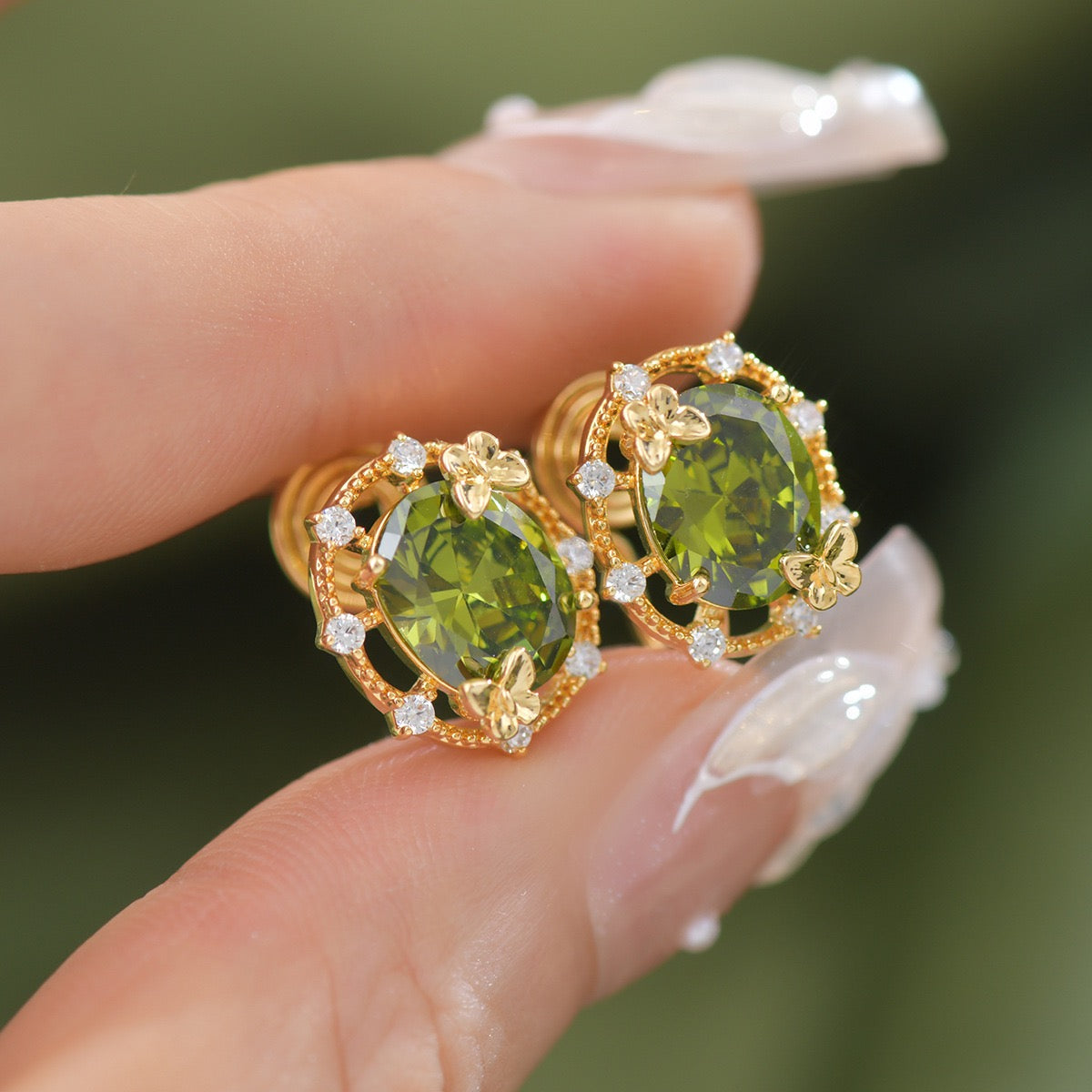 Luxe Openwork Fresh Green Jewelry Set