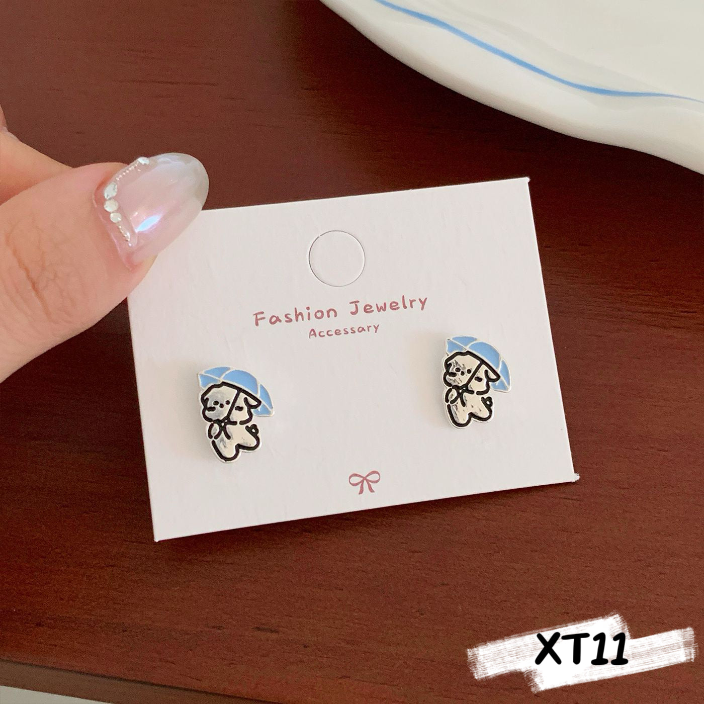 Silver Puppy Stud Earrings