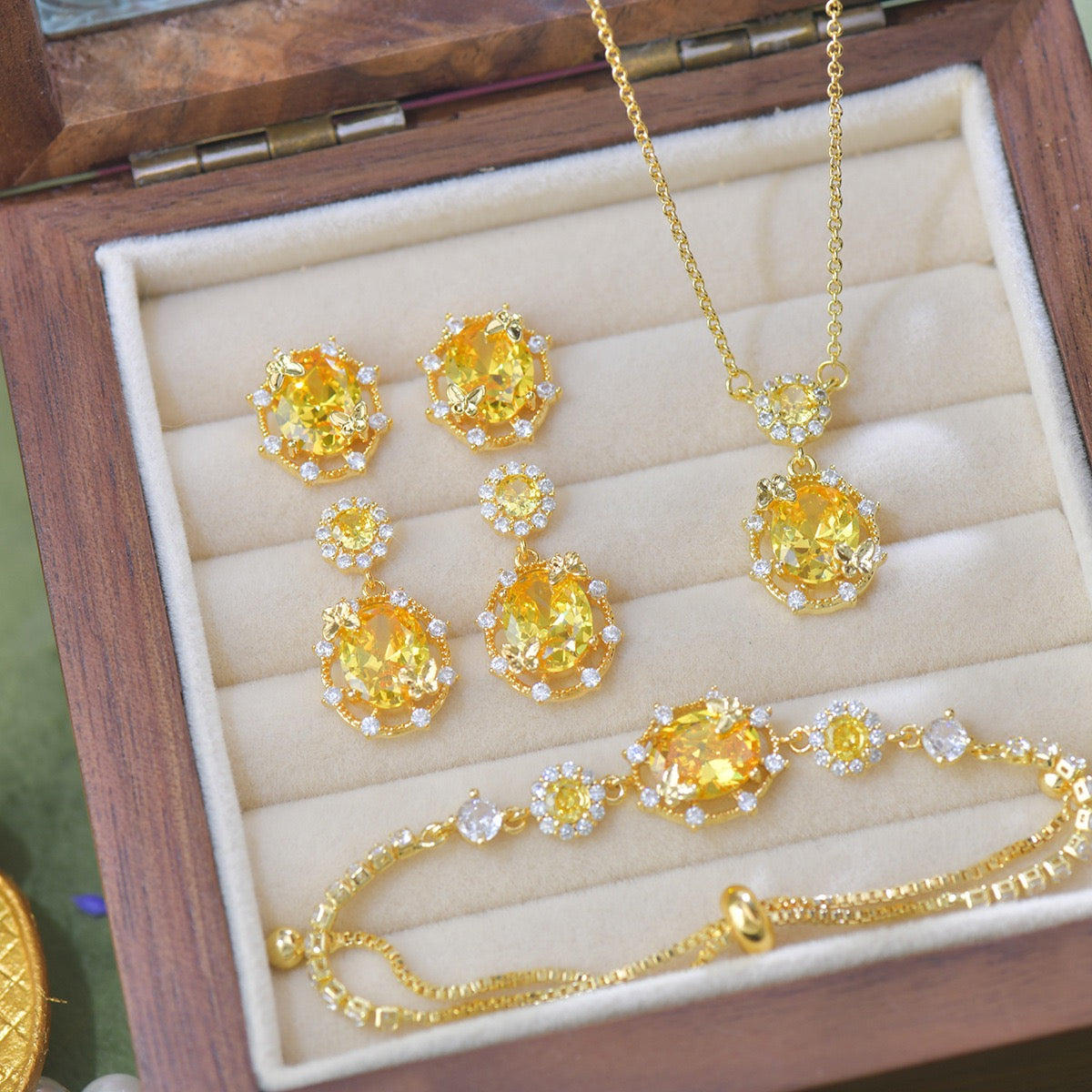 Luxe Openwork Shiny Golden Jewelry Set