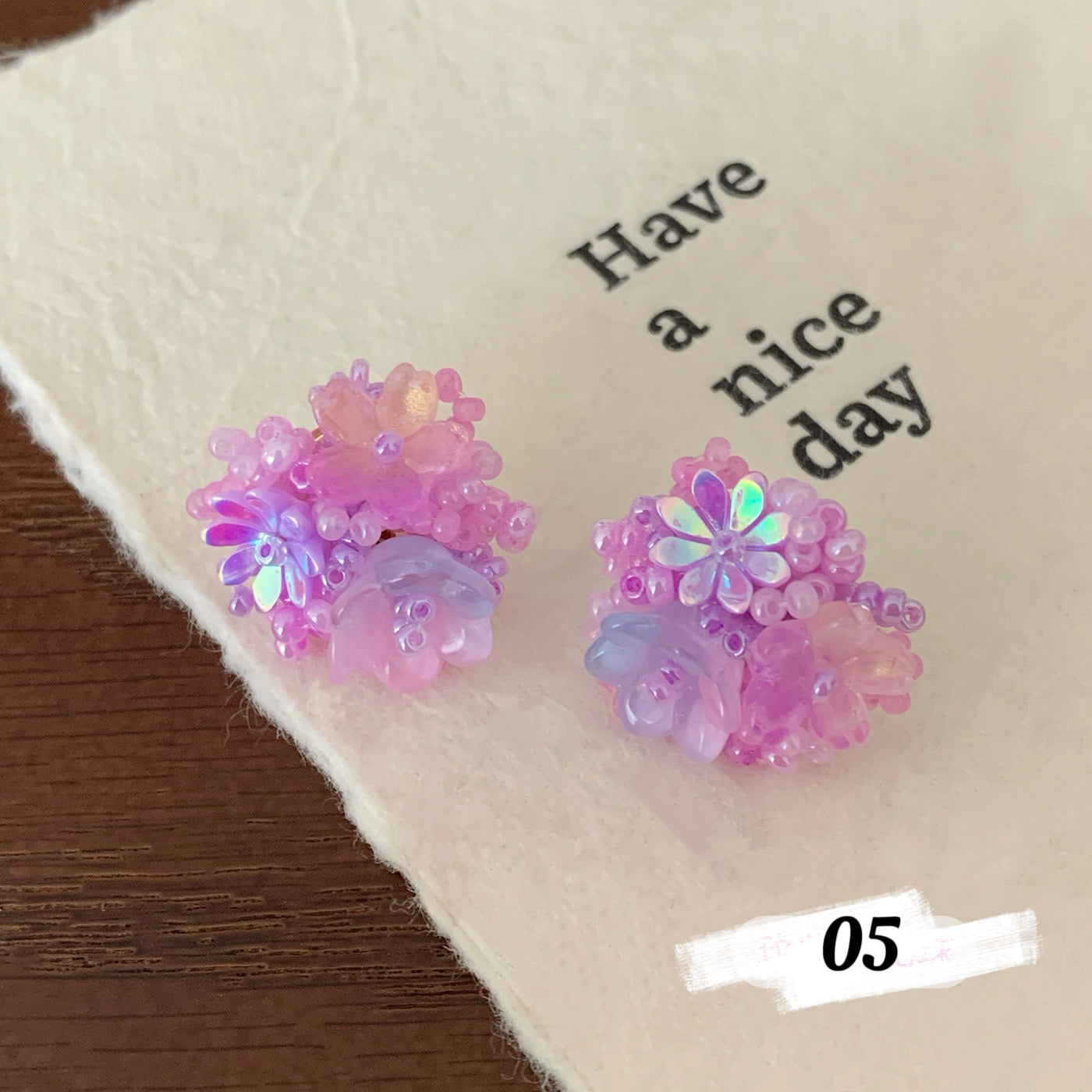 Dainty Beaded Flower Studs