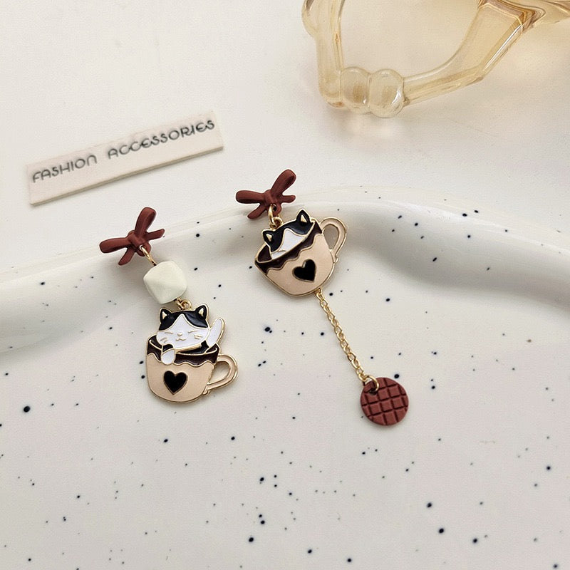 Cat and in the Cup Earrings