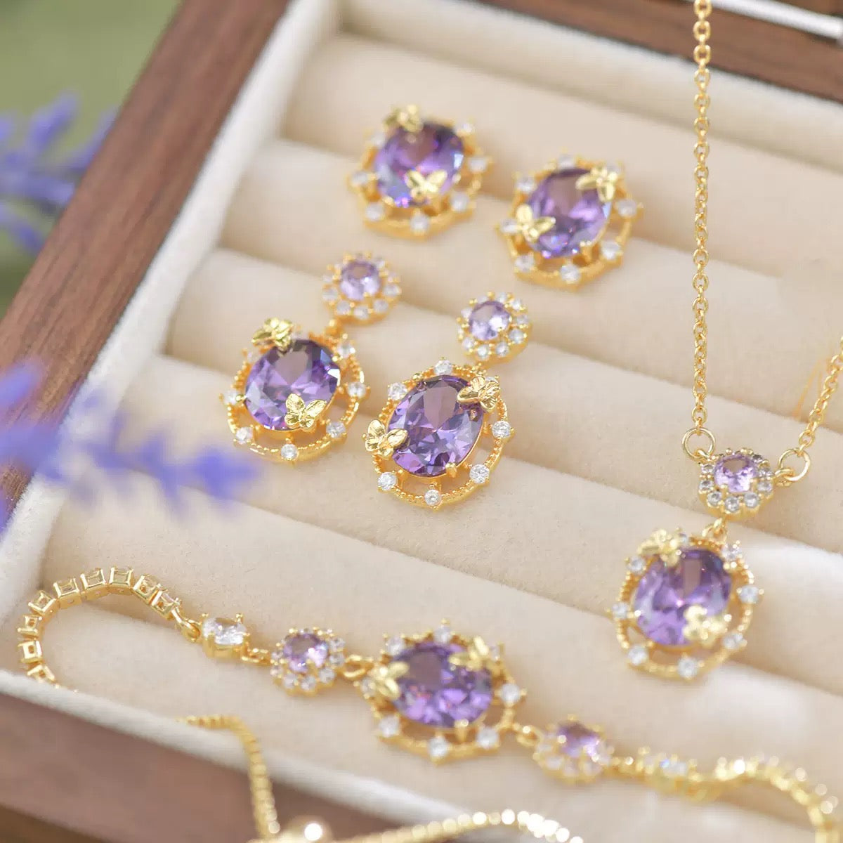 Luxe Openwork Mystic Violet Jewelry Set