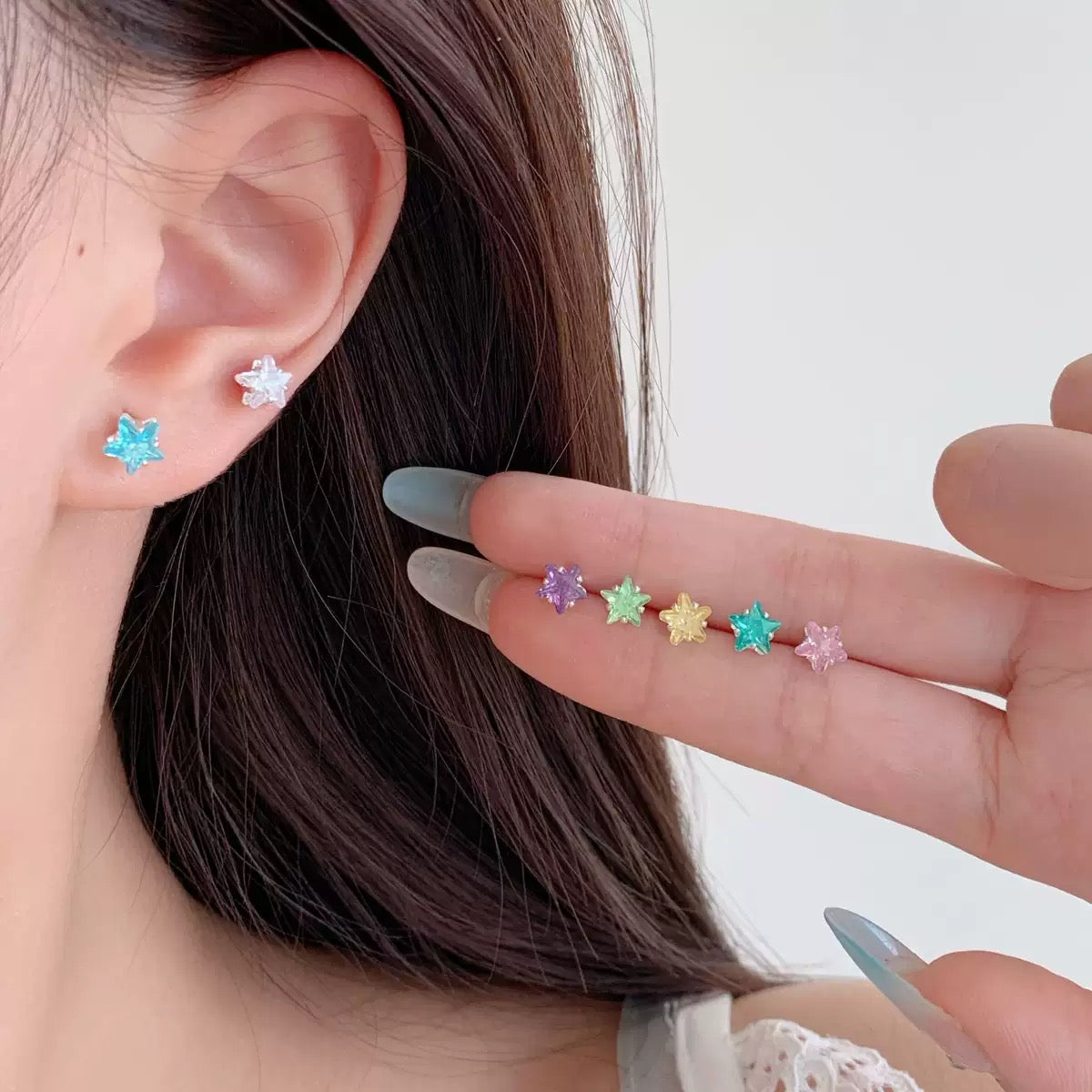 Shiny Star and Heart Earring Set