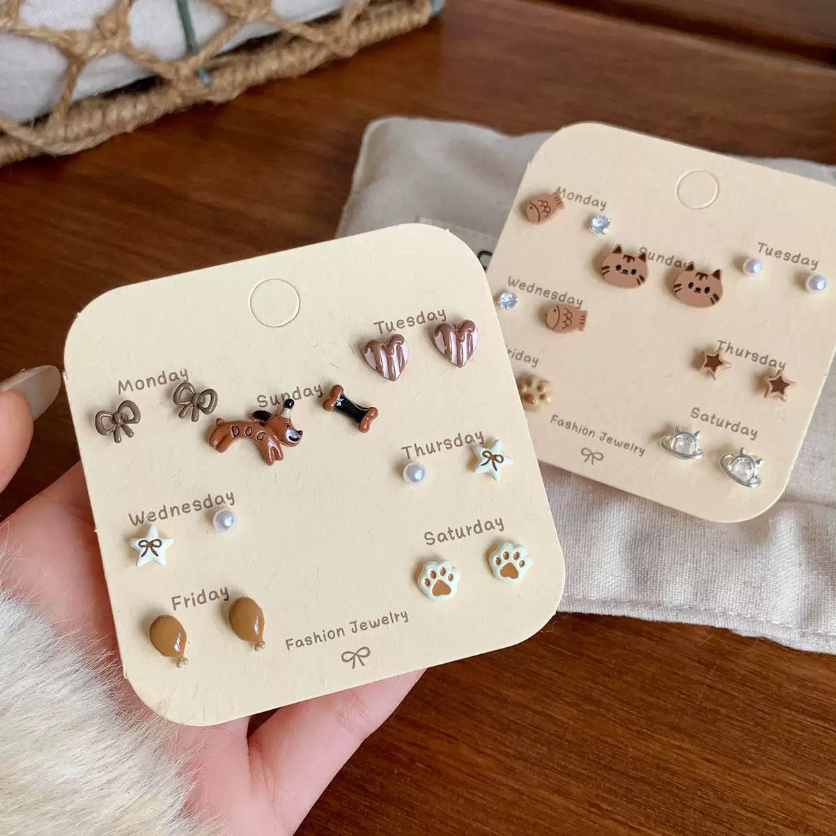 Autumn Brown Cute Series Earring Set