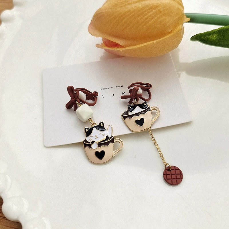 Cat and in the Cup Earrings
