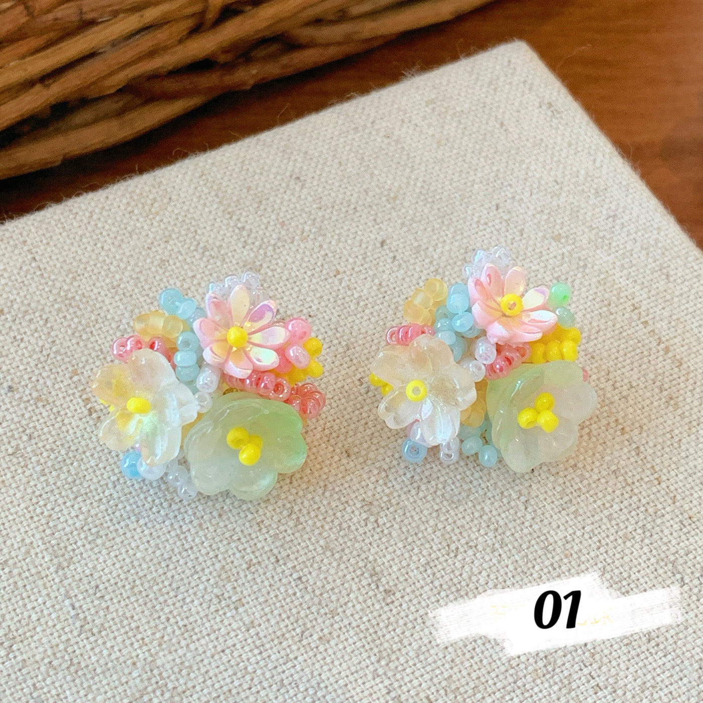 Dainty Beaded Flower Studs
