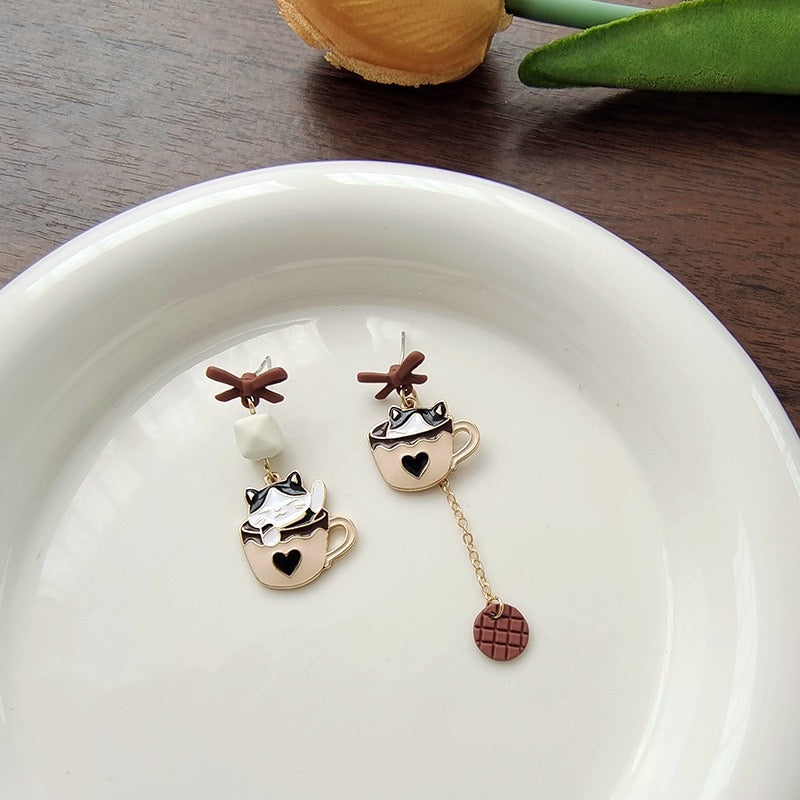 Cat and in the Cup Earrings