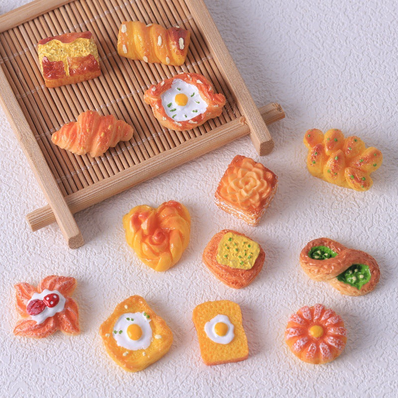 Food Play DIY Accessories Realistic Miniature Bread Butter Glue Handmade Decoration Key Buckle Pendant Resin Accessories