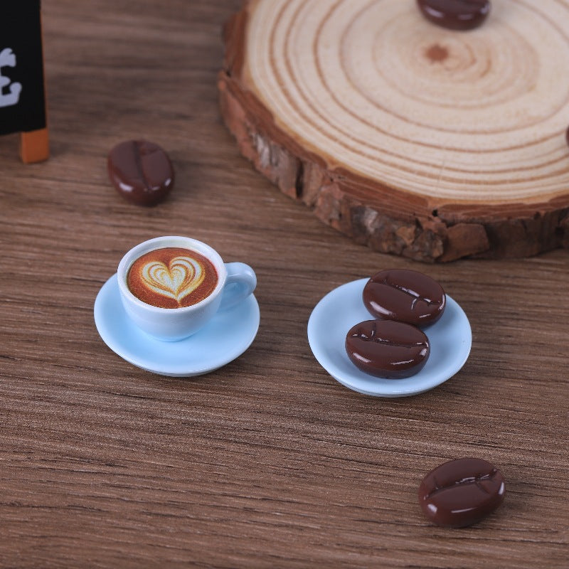 Miniature ornaments, doll house scene, realistic mini coffee cup, coffee beans, DIY resin jewelry accessories factory