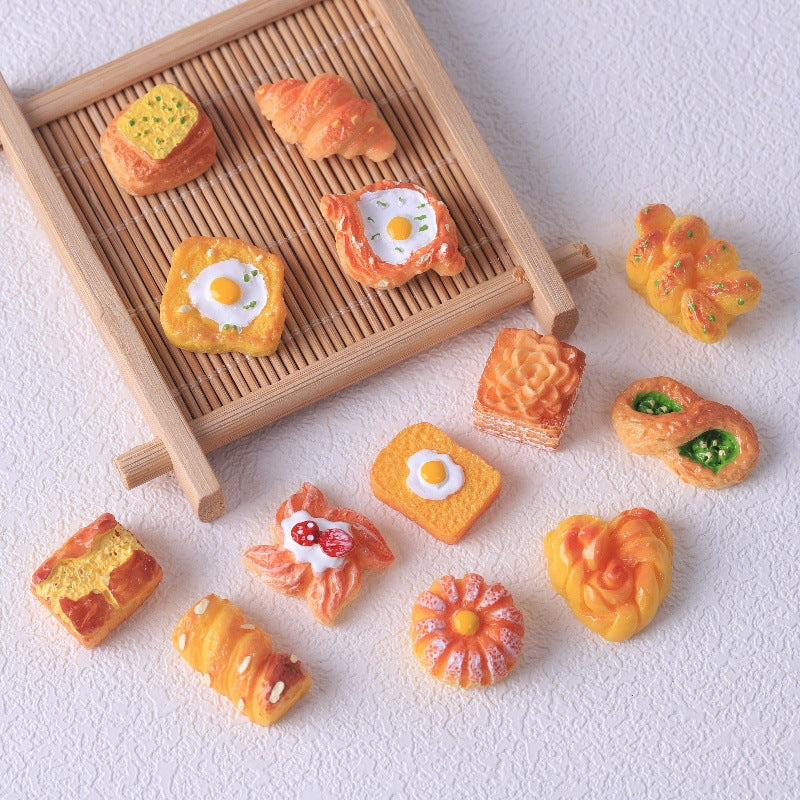 Food Play DIY Accessories Realistic Miniature Bread Butter Glue Handmade Decoration Key Buckle Pendant Resin Accessories