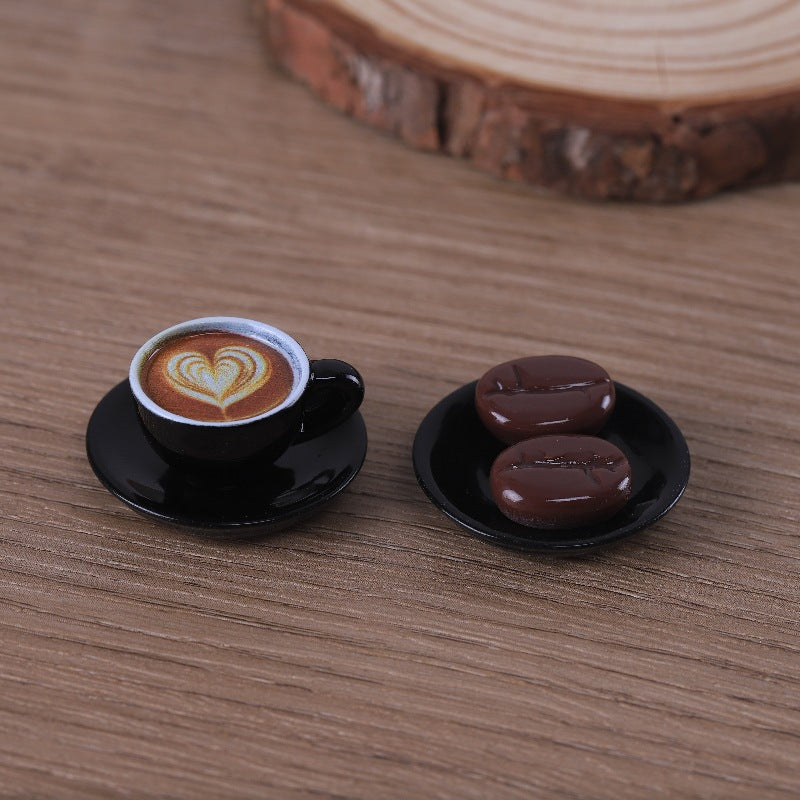 Miniature ornaments, doll house scene, realistic mini coffee cup, coffee beans, DIY resin jewelry accessories factory