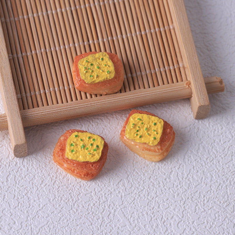 Food Play DIY Accessories Realistic Miniature Bread Butter Glue Handmade Decoration Key Buckle Pendant Resin Accessories