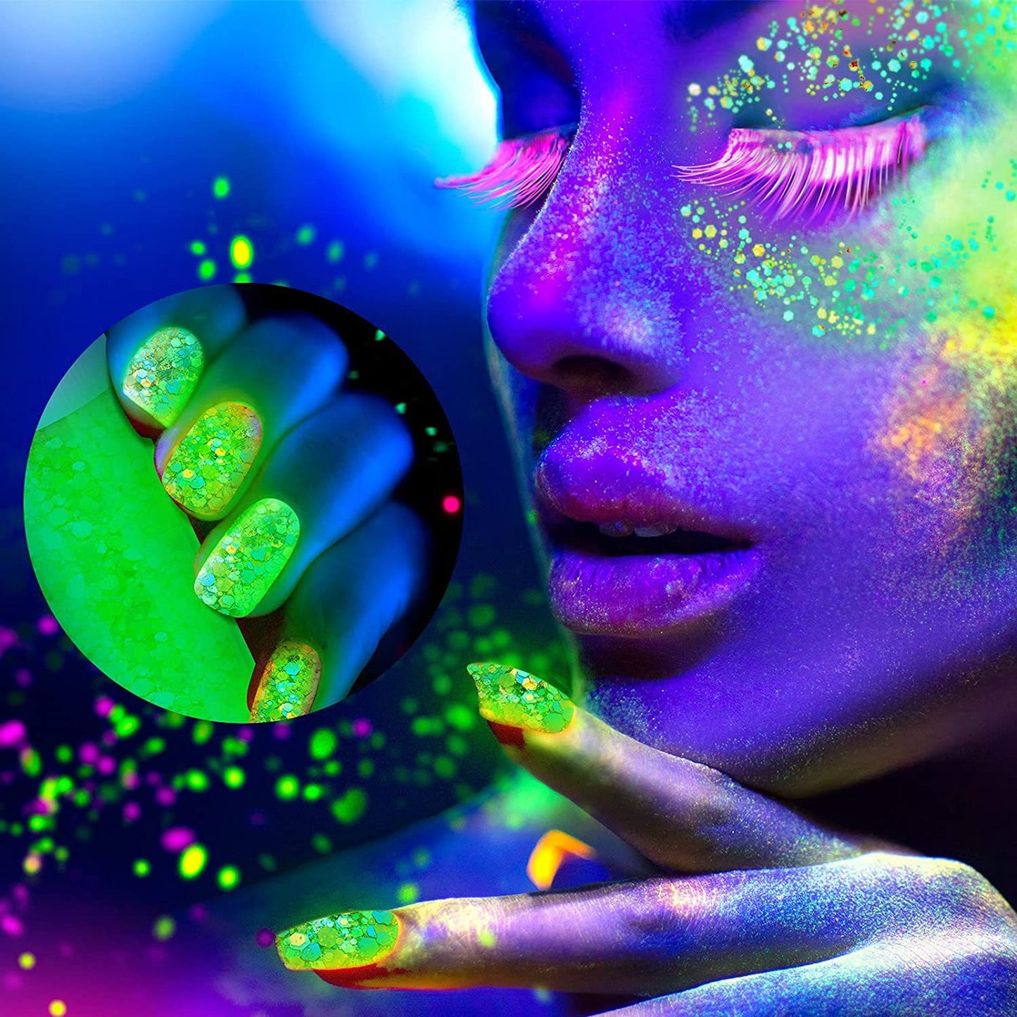 Glowing Powder 12 colors Set (Strong Luminous)