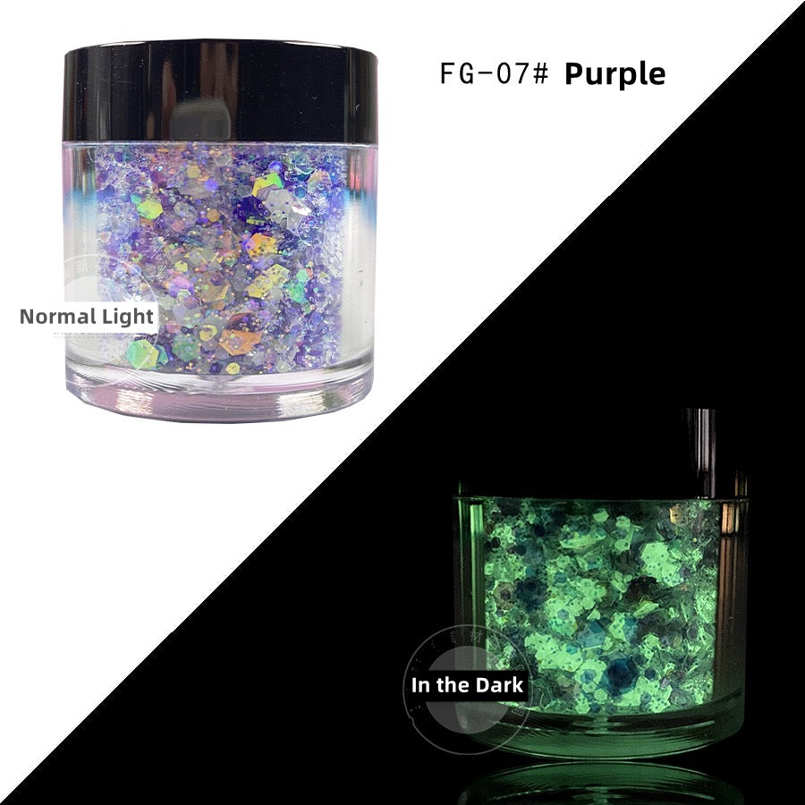 Glowing Powder 12 colors Set (Strong Luminous)
