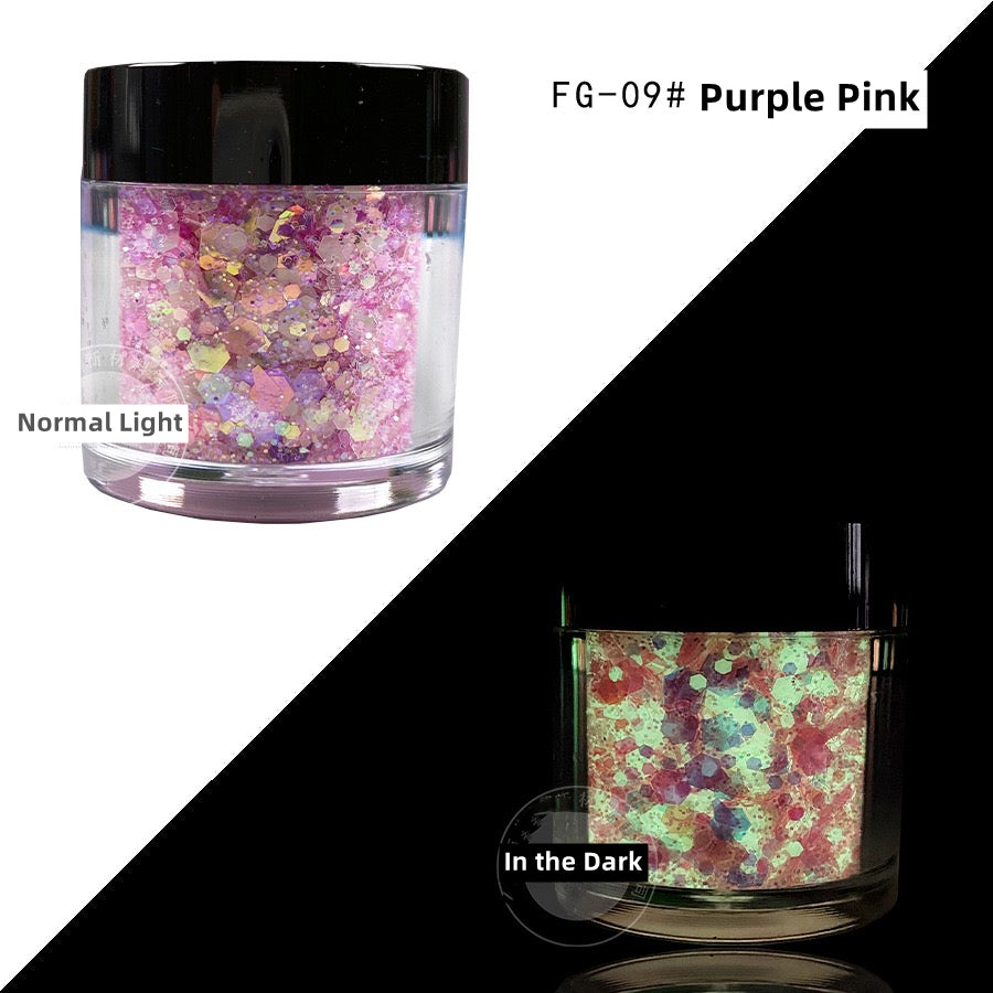 Glowing Powder 12 colors Set (Strong Luminous)