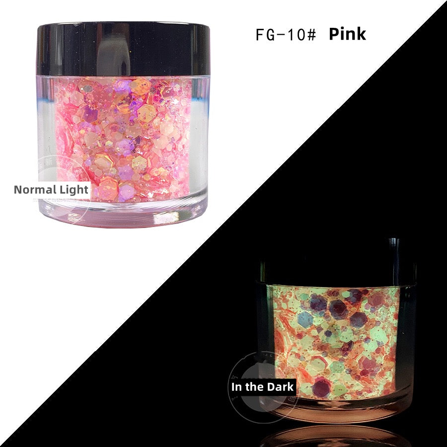 Glowing Powder 12 colors Set (Strong Luminous)