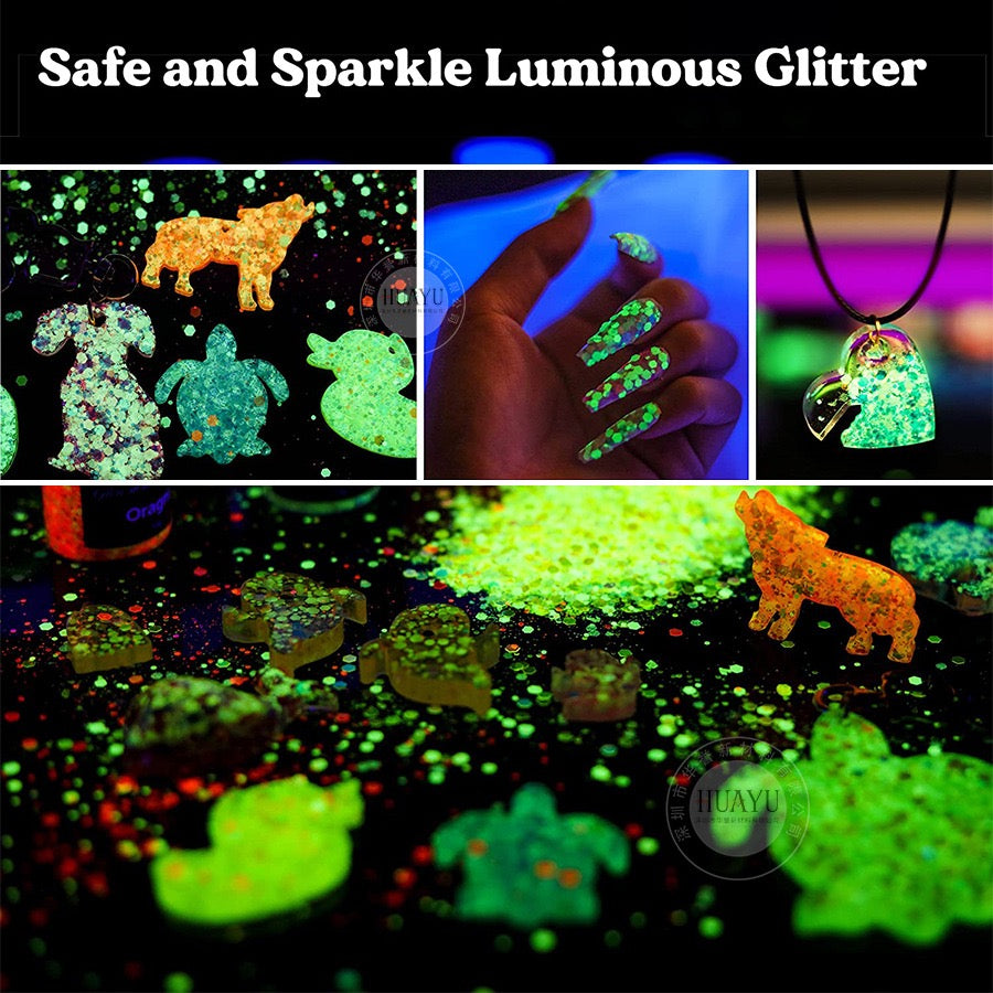 Glowing Powder 12 colors Set (Strong Luminous)