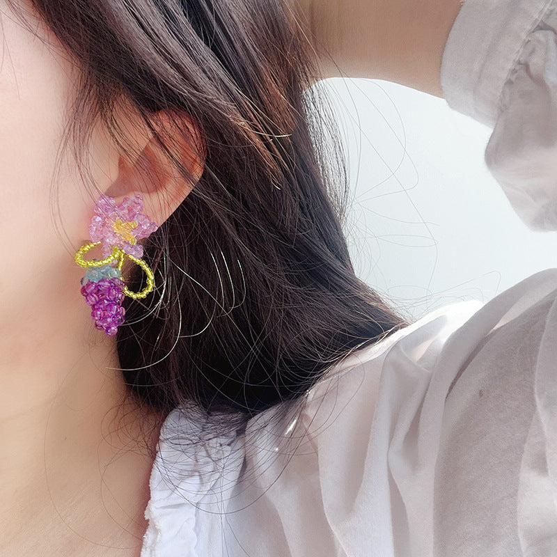 Fresh grape flower earrings