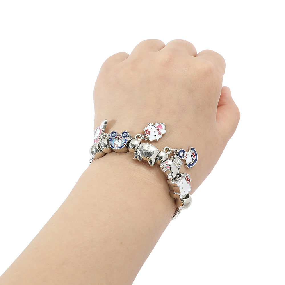 Cute HK Kitty PanDola Beaded Bracelet