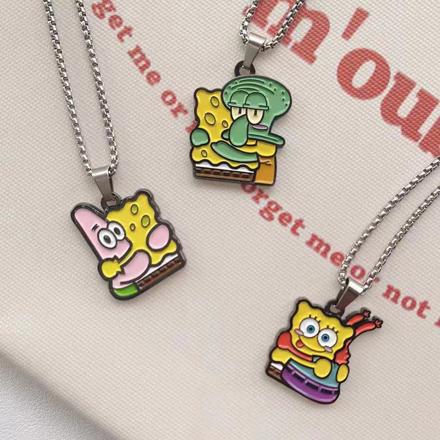 Spongeboob Double Sided Hugging Necklace&Keychain