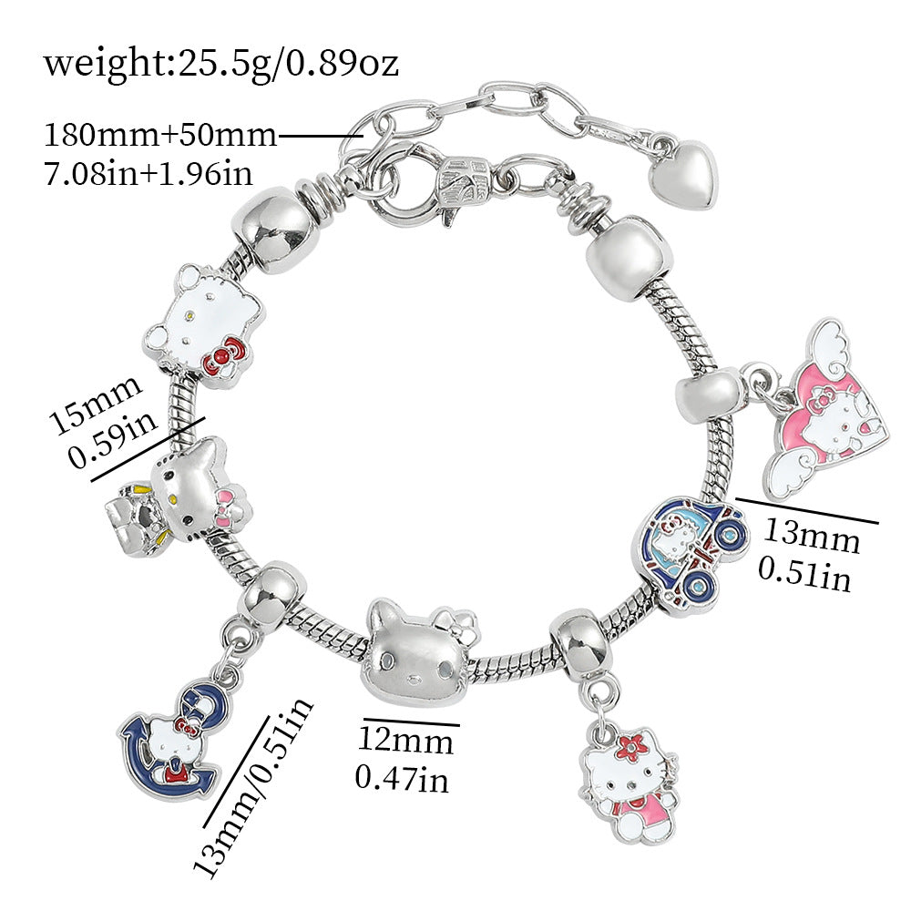 Cute HK Kitty PanDola Beaded Bracelet