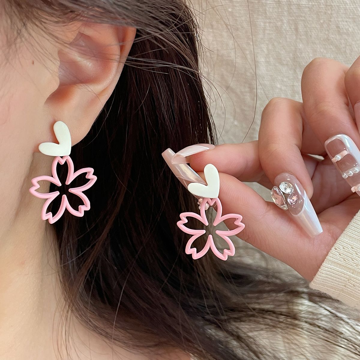 Pink Fresh Styles Flower Earrings