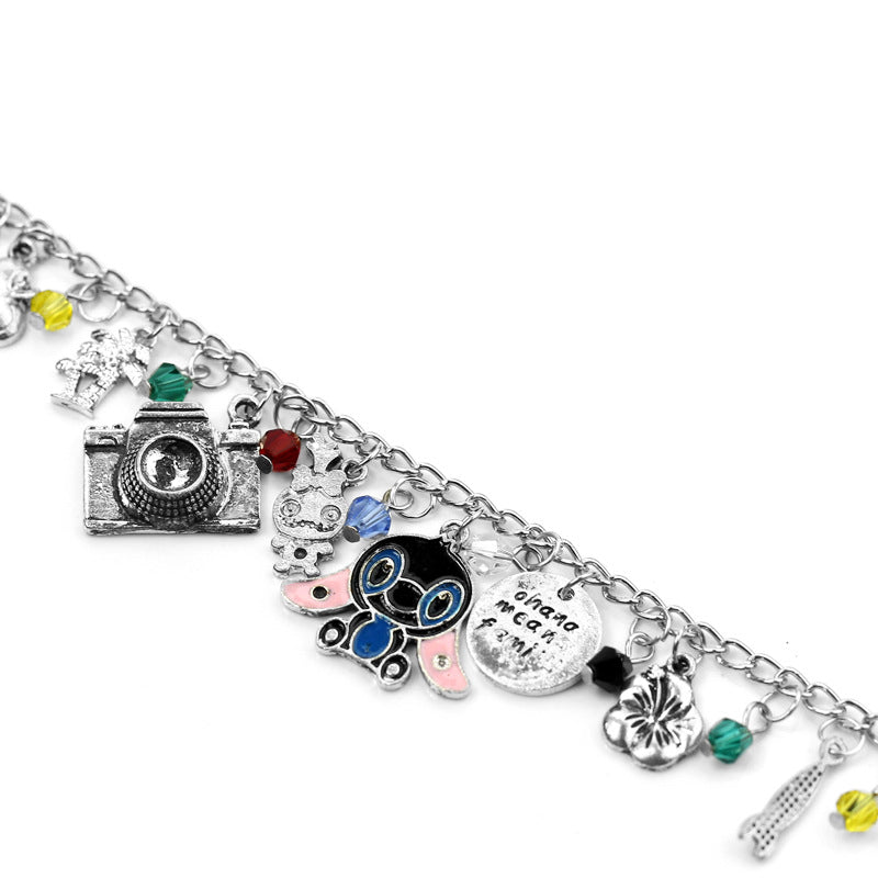 Cute Stitch Camera PanDola Beaded Bracelet