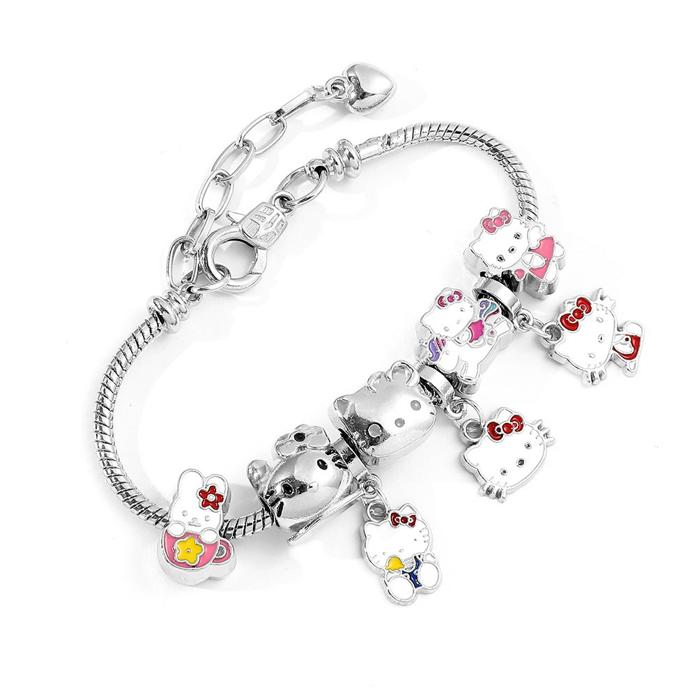 Cute HK Kitty PanDola Beaded Bracelet