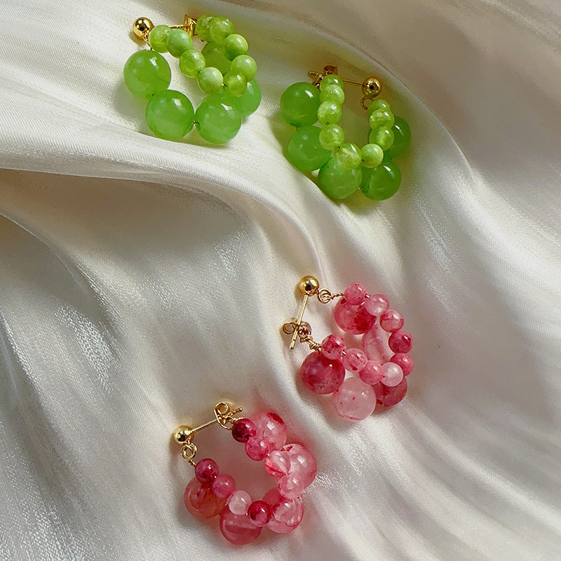 Crystal Strawberry Grape Stud Earrings