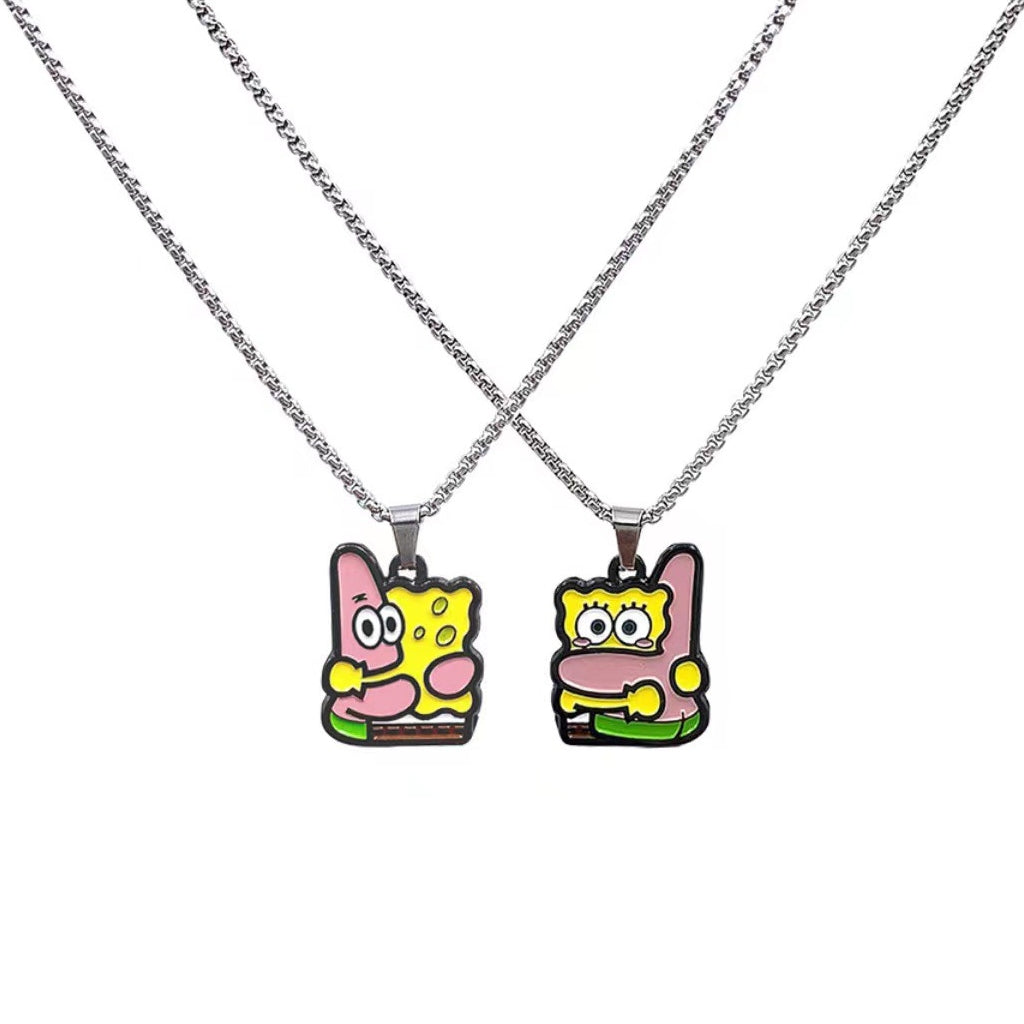 Spongeboob Double Sided Hugging Necklace&Keychain