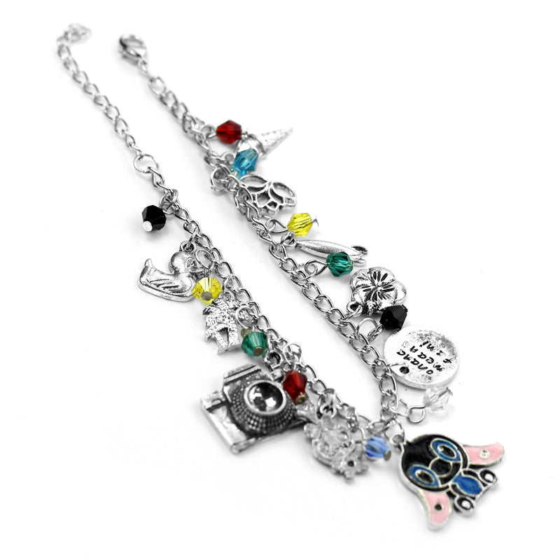 Cute Stitch Camera PanDola Beaded Bracelet